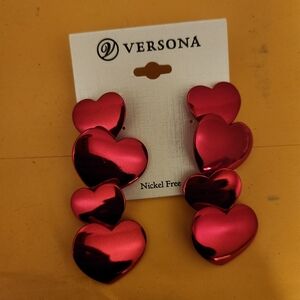 Versona Shiny Red Heart Earrings